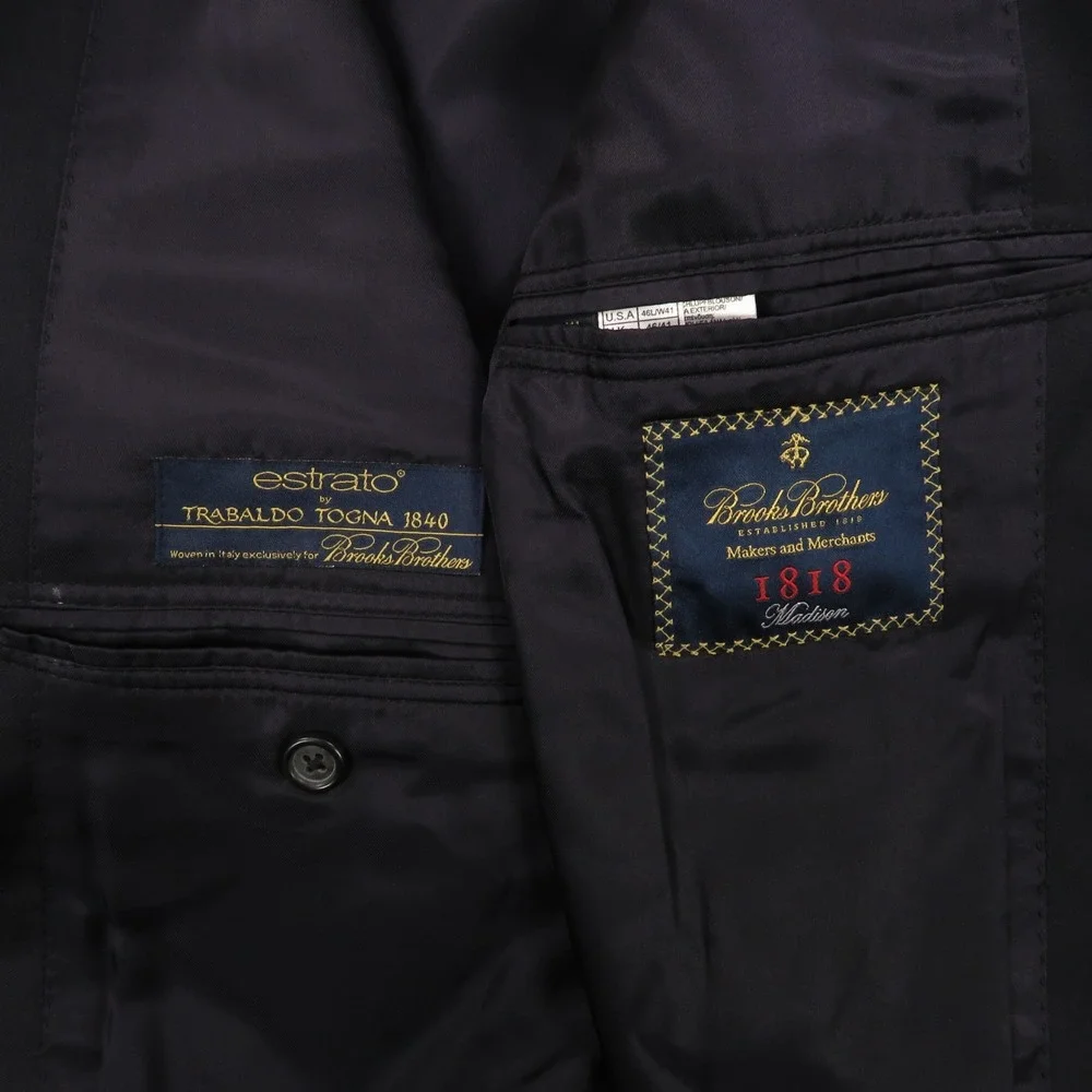 Brooks Brothers 1818 Blazer Jacket 46L Madison Navy Blue Estrato Made in USA ***